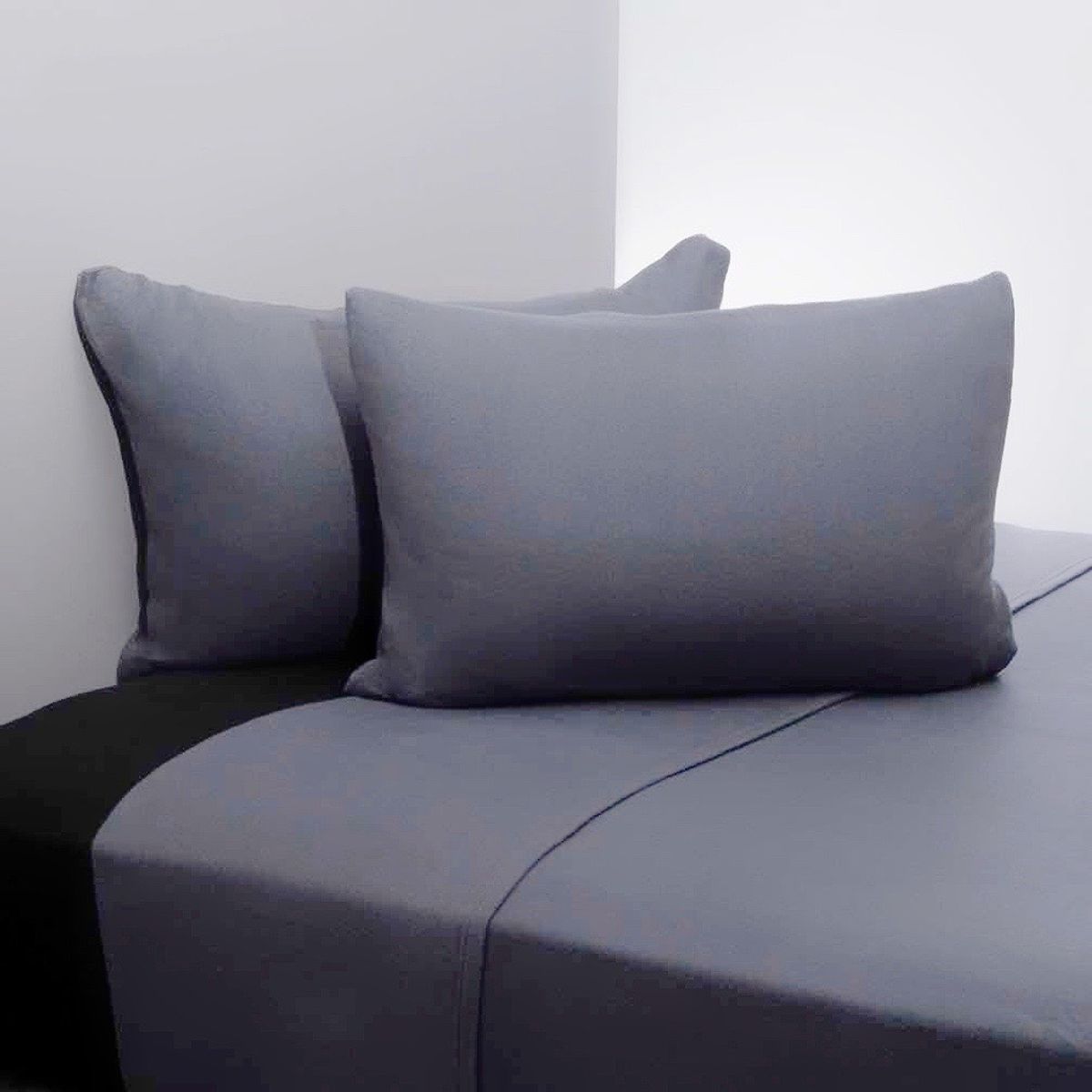 GENERICO - Juego de Sábanas 2 Plazas Unicolor Polialgodón - Gris