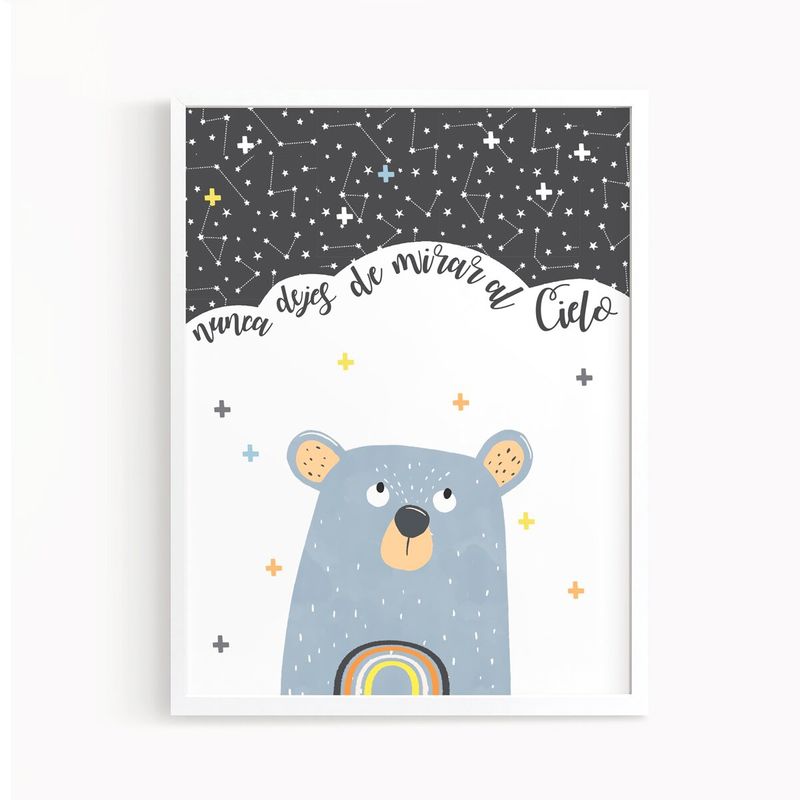 DECORACION PAJARITO - Cuadro Infantil frase Oso cielo
