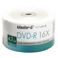 MASTER G - Pack 50 unidades dvd-r 16x virgen master-g logo