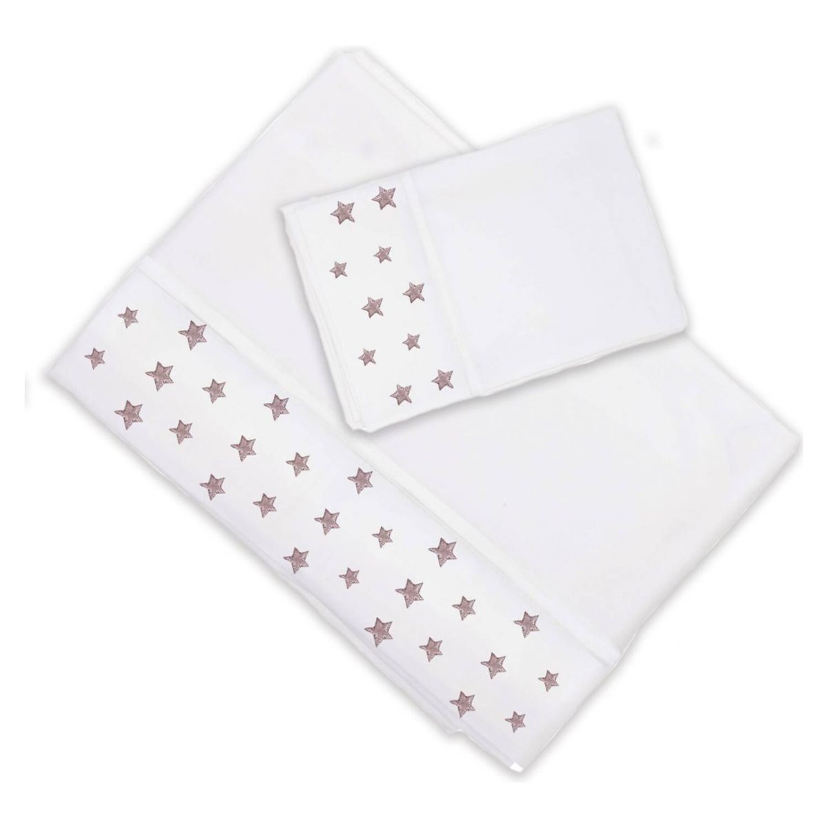 CASA ALVARINHO - Juego de sábana 15 plazas estrellitas rosa