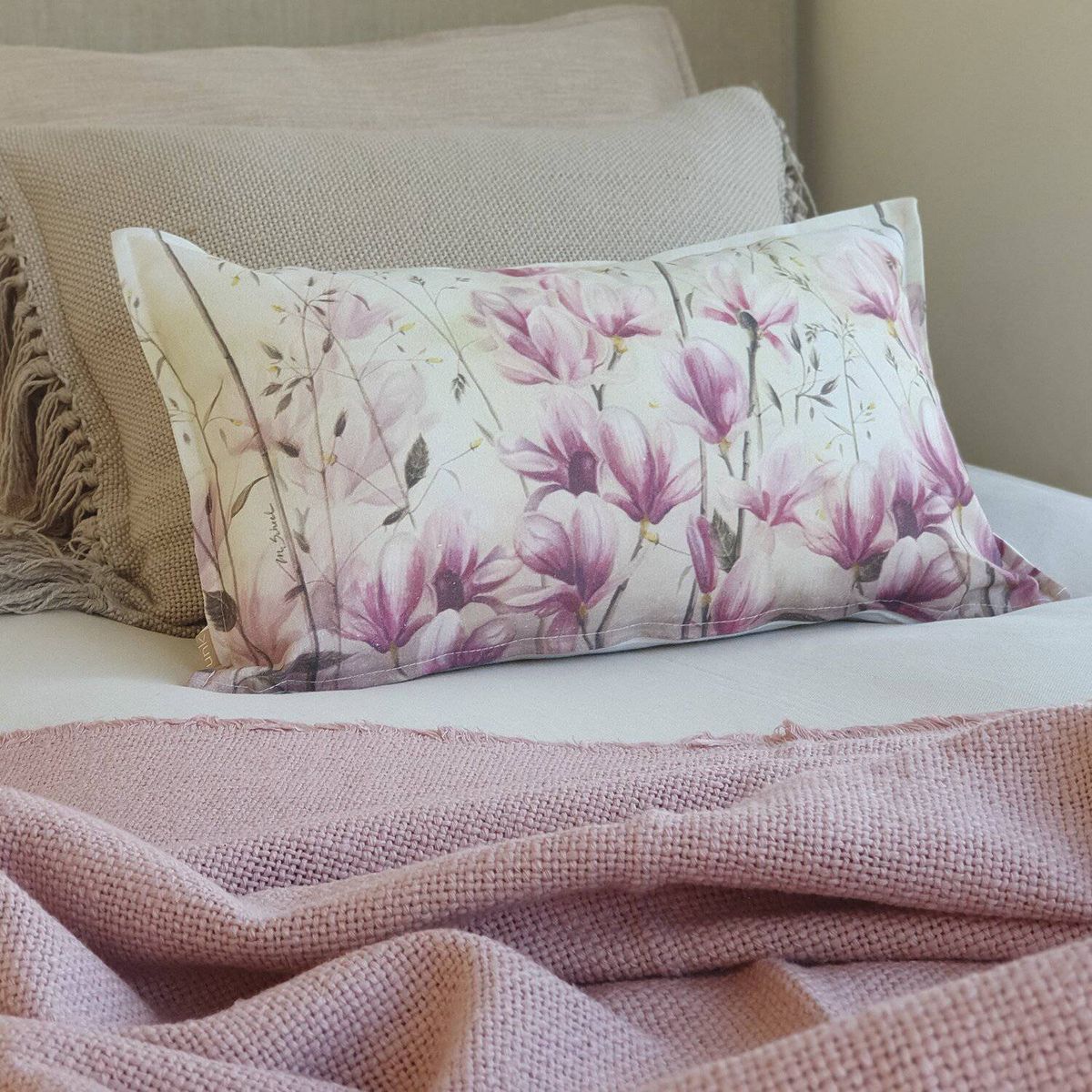 CASA ALVARINHO - Funda cojín magnolias 50x30