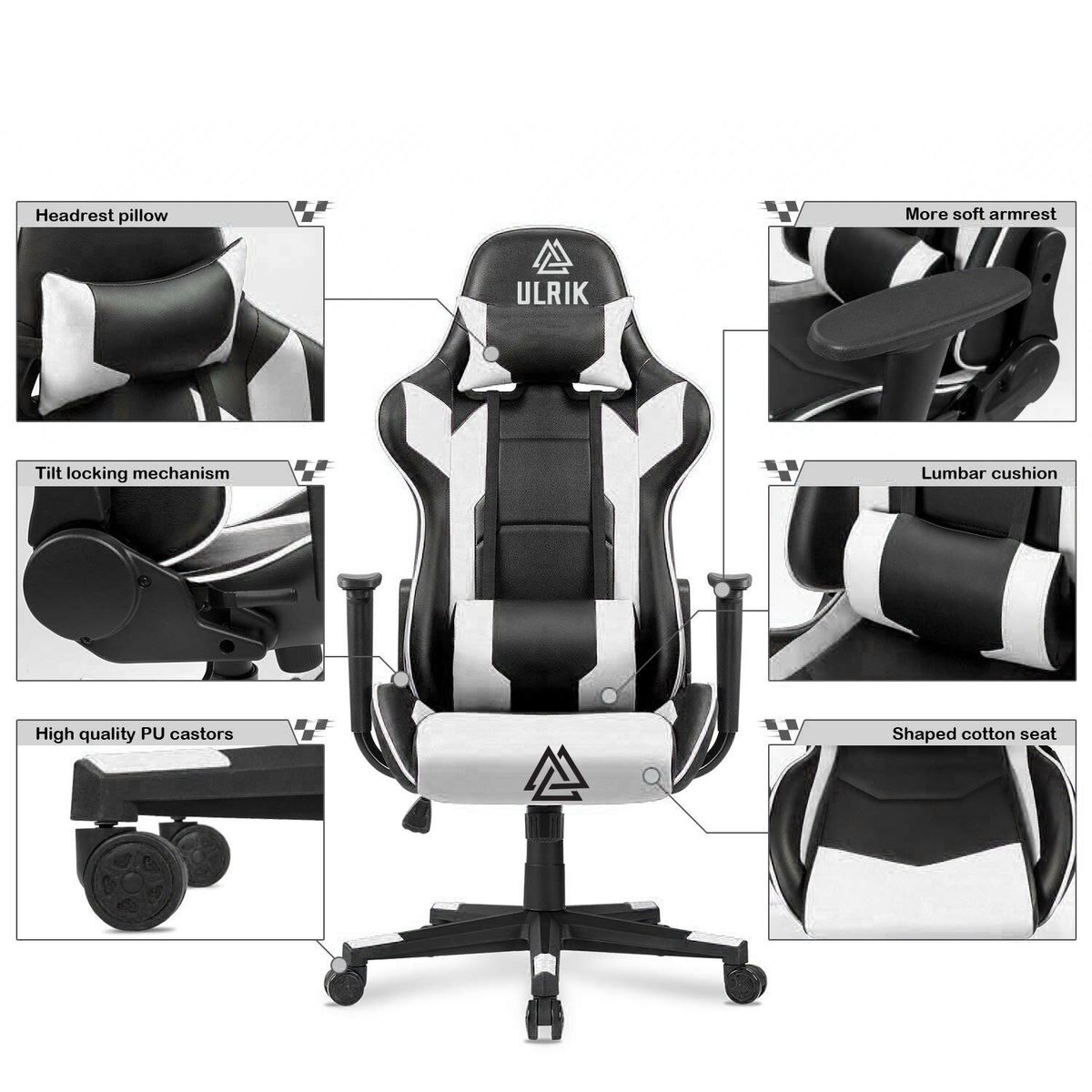 ULRIK - Silla Gamer De Oficina Profesional Ulrik Blanca