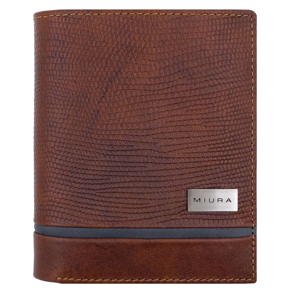 MIURA - Billetera Hombre Mod Marcus Café Whisky 100 % Cuero Natural