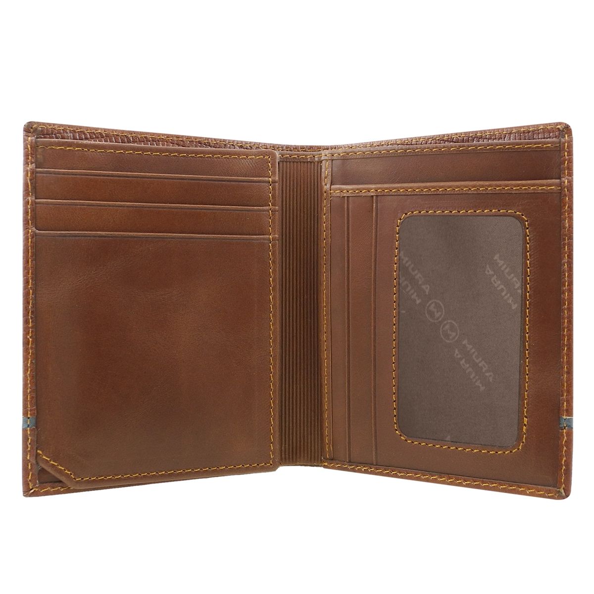 MIURA - Billetera Hombre Mod Marcus Café Whisky 100 % Cuero Natural
