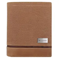 MIURA - Billetera Hombre Mod Marcus Café Caramelo 100 % Cuero Natural