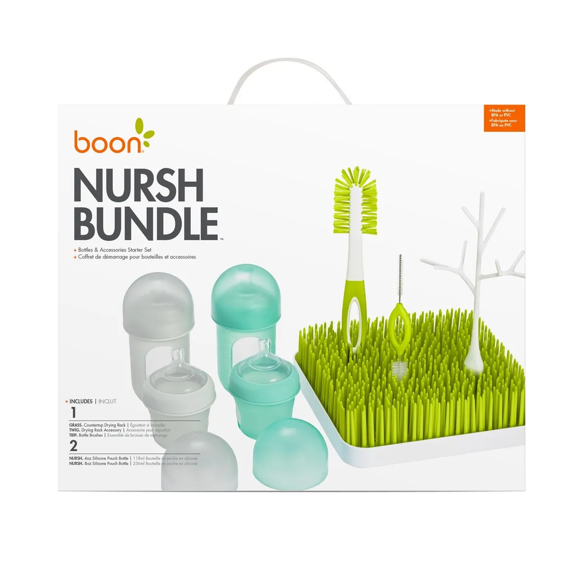 BOON - Set de Inicio Mamaderas Nursh Secador y Accesorios