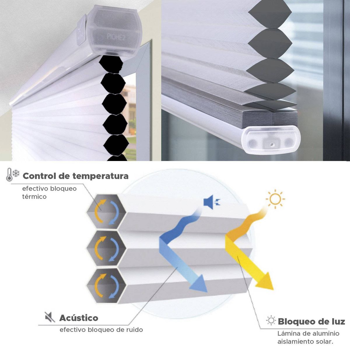 VINCENZI - Cortina Honeycomb Termo-Acústicas Blanca 160 X 160 Cm