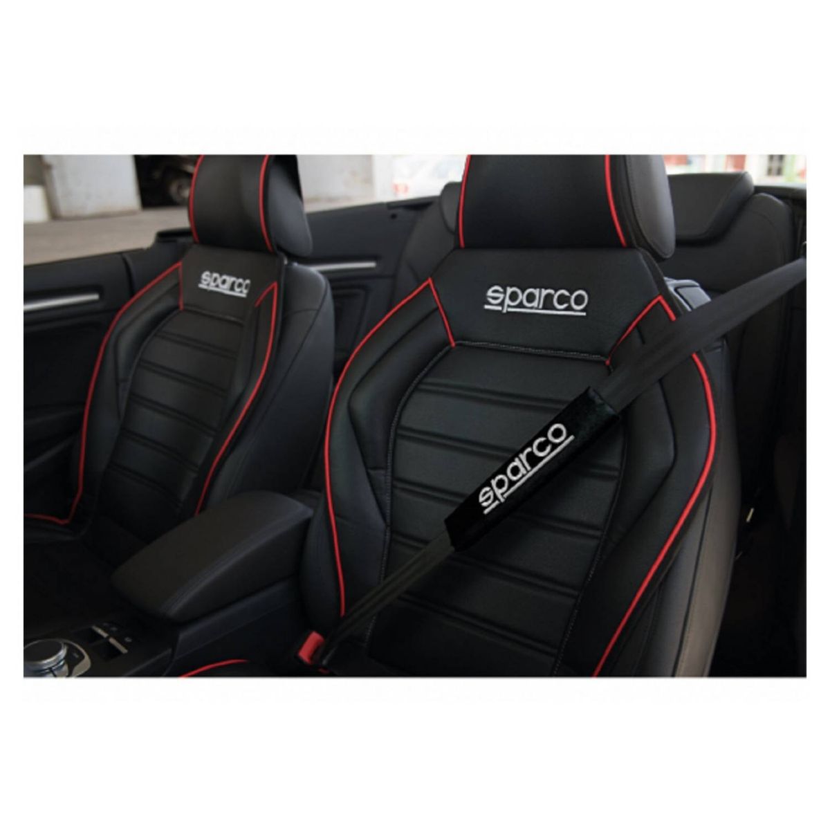 SPARCO - Cubre Cinturón Auto Sparco 2 Piezas Negro  Spc1204