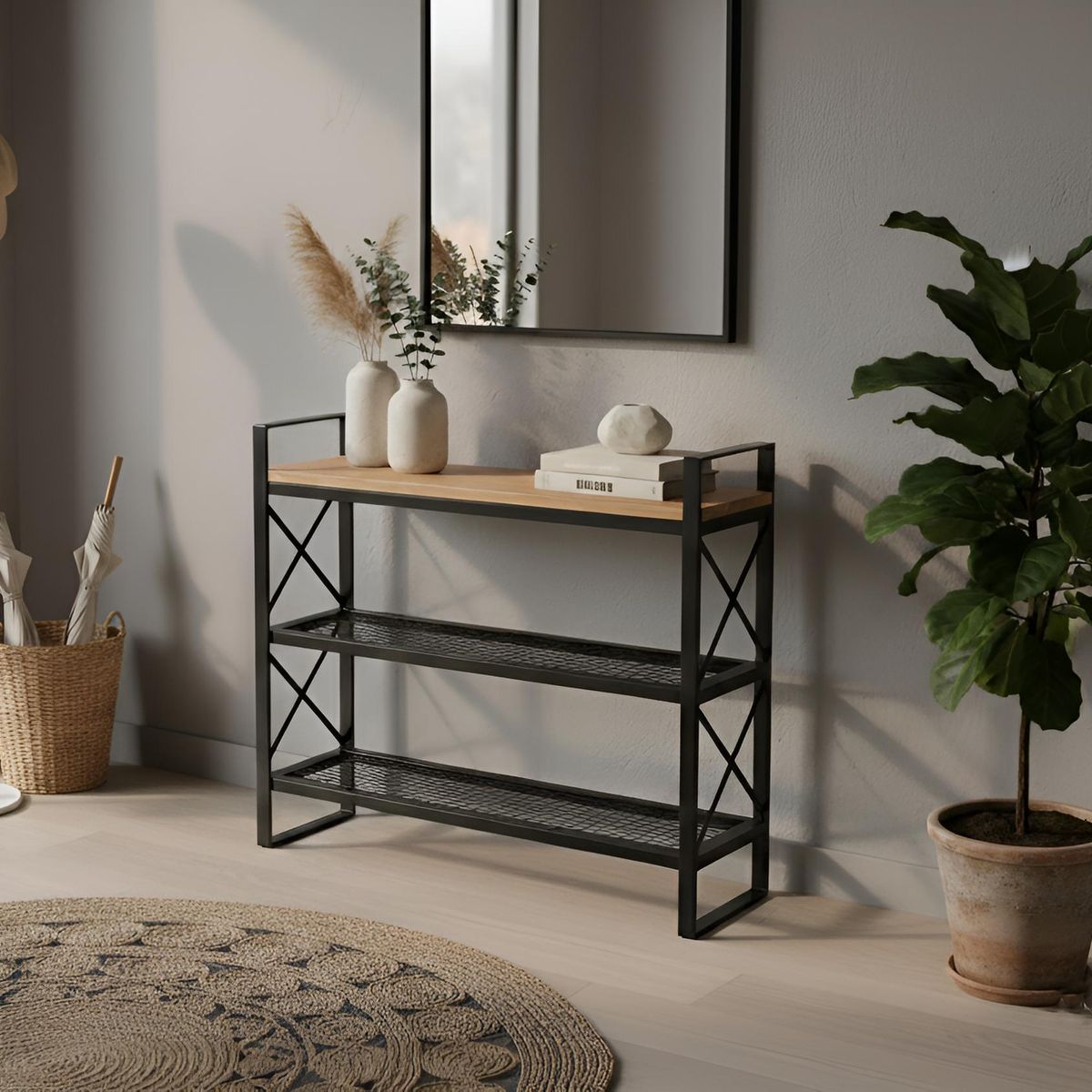 ILOFT - Mesa arrimo de roble Eger L ILOFT