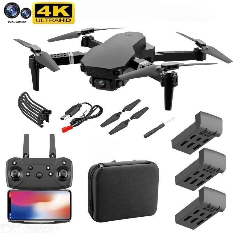 ACTUAL - Dron Cámara Doble 4K Wifi Plegable Bolso 3 Baterías Recargable