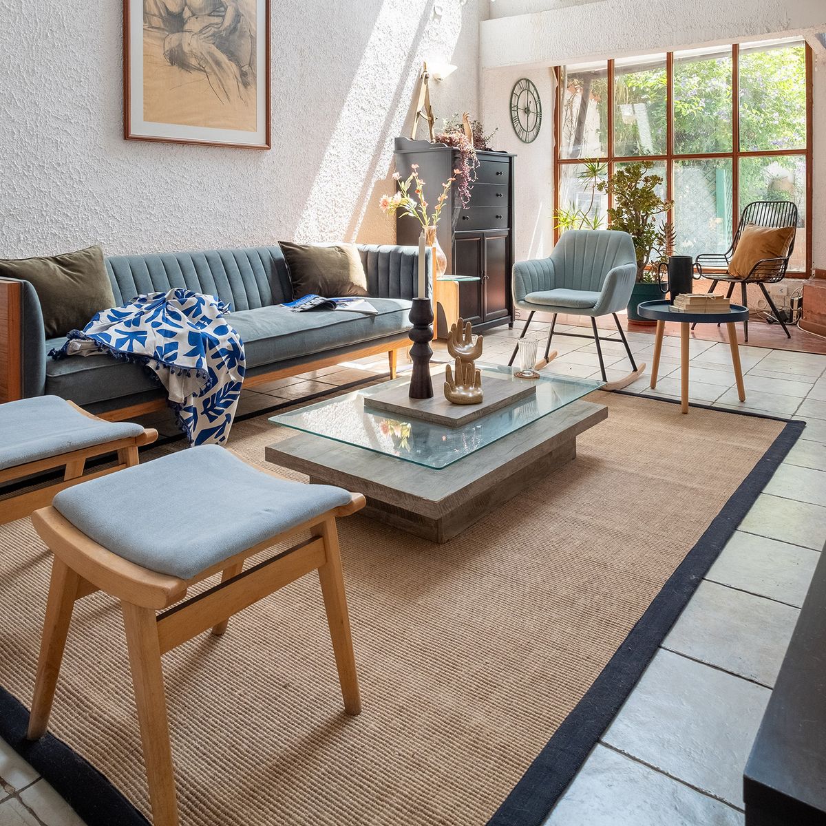 BAZHARS - Alfombra Yute 140X200 cm Rectangular Bab Black Bazhars