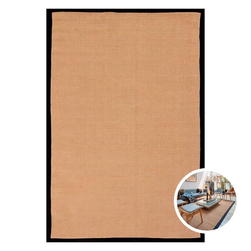 BAZHARS - Alfombra Yute 200X290 cm Rectangular Bab Black Bazhars