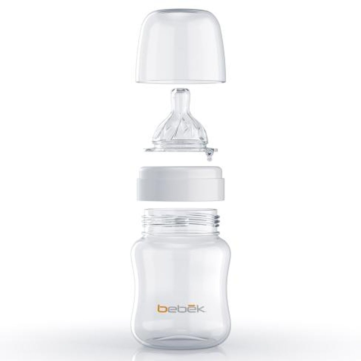 BEBEK - Biberón Clásico 90ml - Tetina SenseFlo™ (Flujo Lento) - Blanco