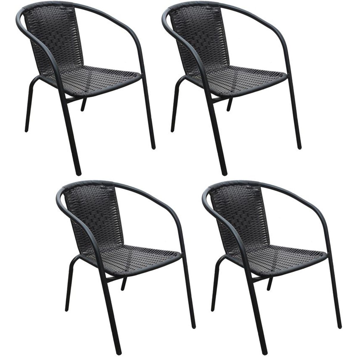 NOVAHUS - Pack 4 Silla de Terraza Ratán Sintético y Acero Negro