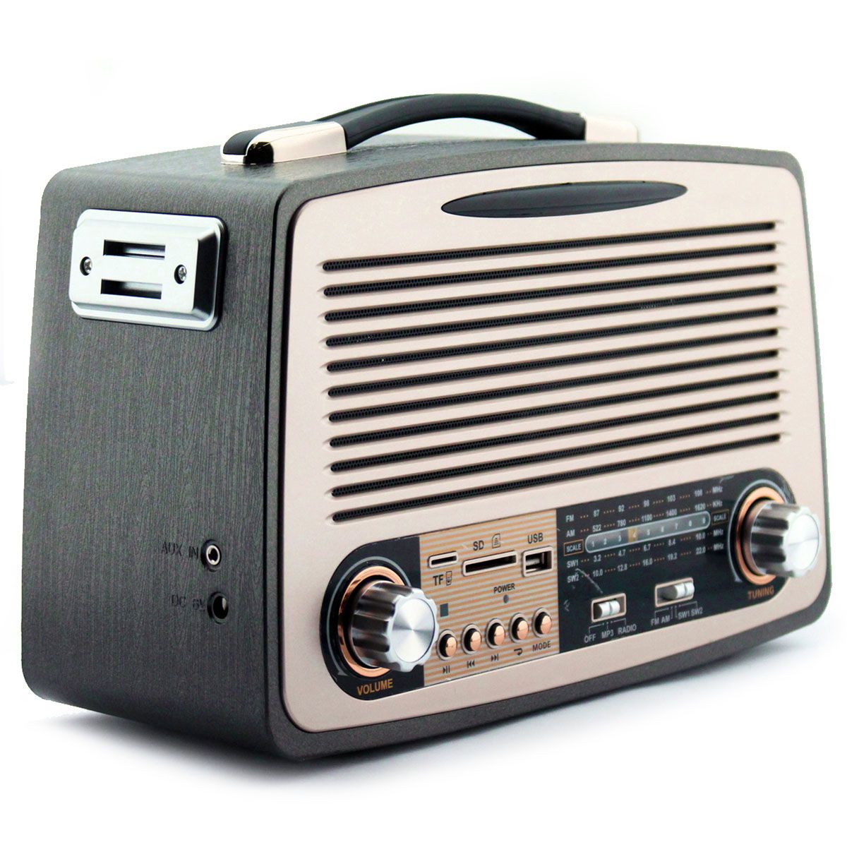 AUDIO PRO - Radio AM FM Inalambrica Reproductor Bluetooth Retro Portatil
