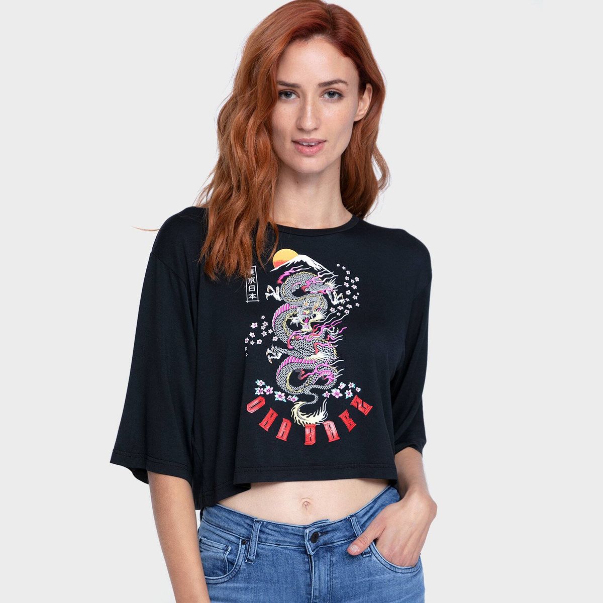 ONA SAEZ - Polera  Mujer Estampada Fire Dragon