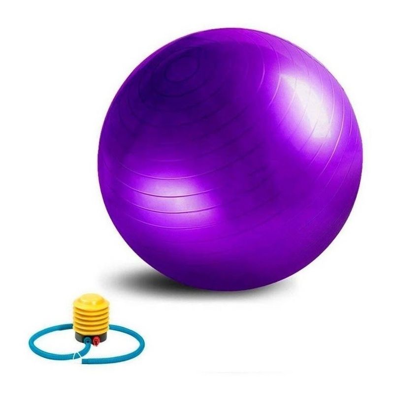 CRUSEC - Pelota balón morado yoga 65 cm pilates con inflador