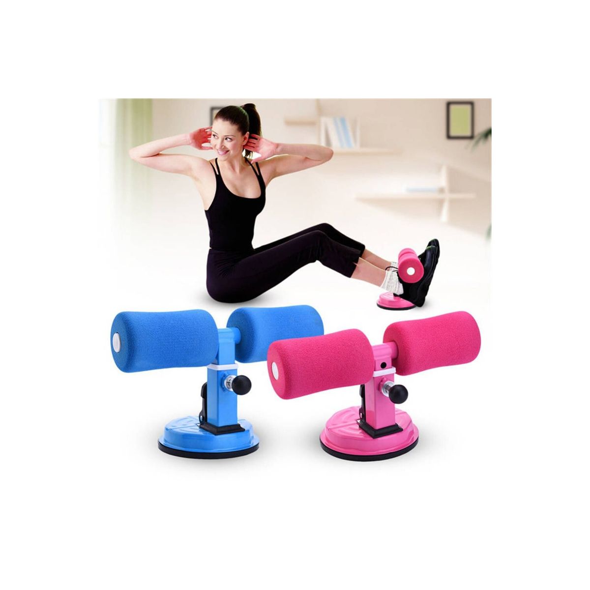 CRUSEC - Maquina Abdominales Portatil Con Ventosa Sit Up Azul