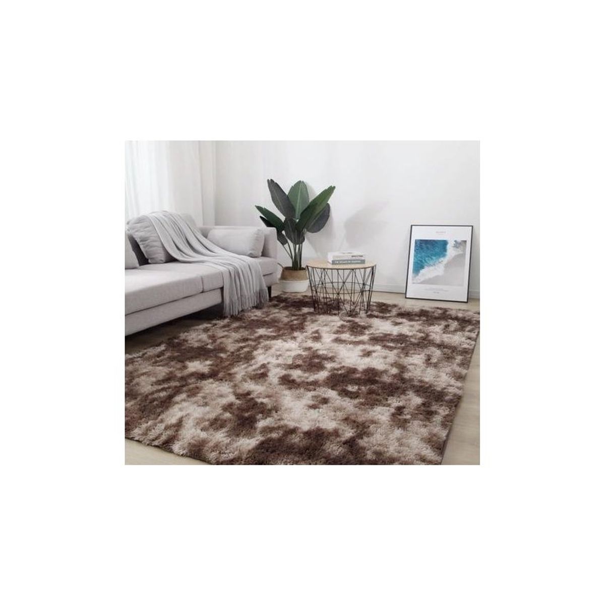 GENERICO - Alfombra peluda 1.8 m x 2 m - Café Oscuro Jaspeado
