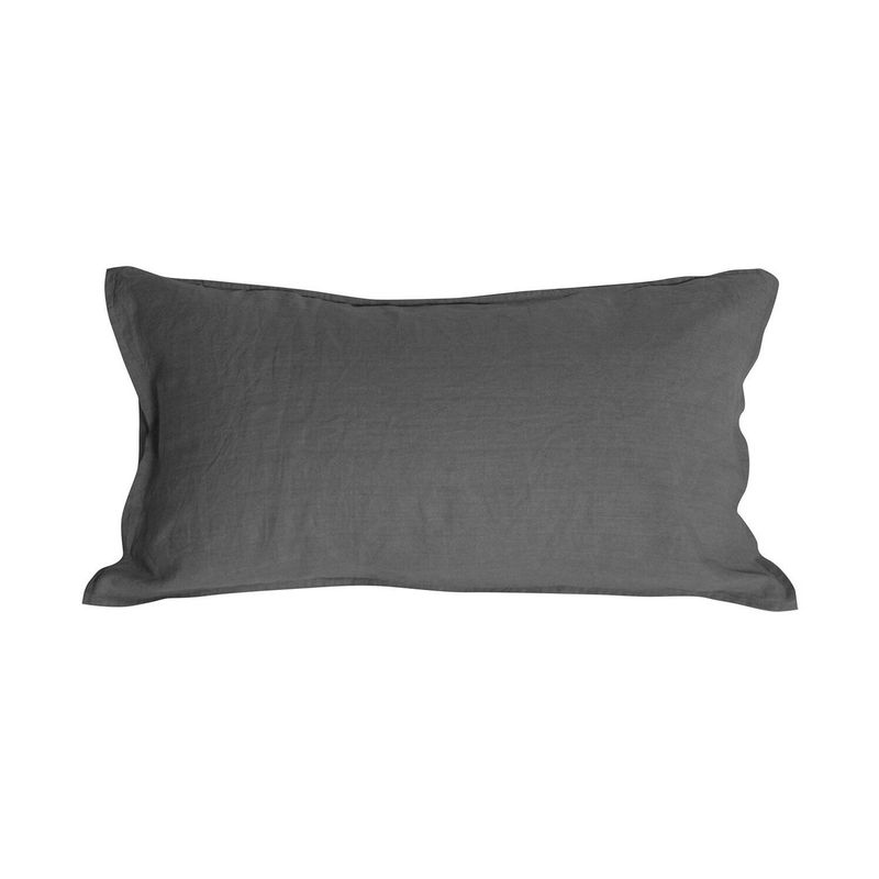 NATURALINO - Funda de Almohada Lino - King 50x90 cms - Gris Oscuro - Naturalino