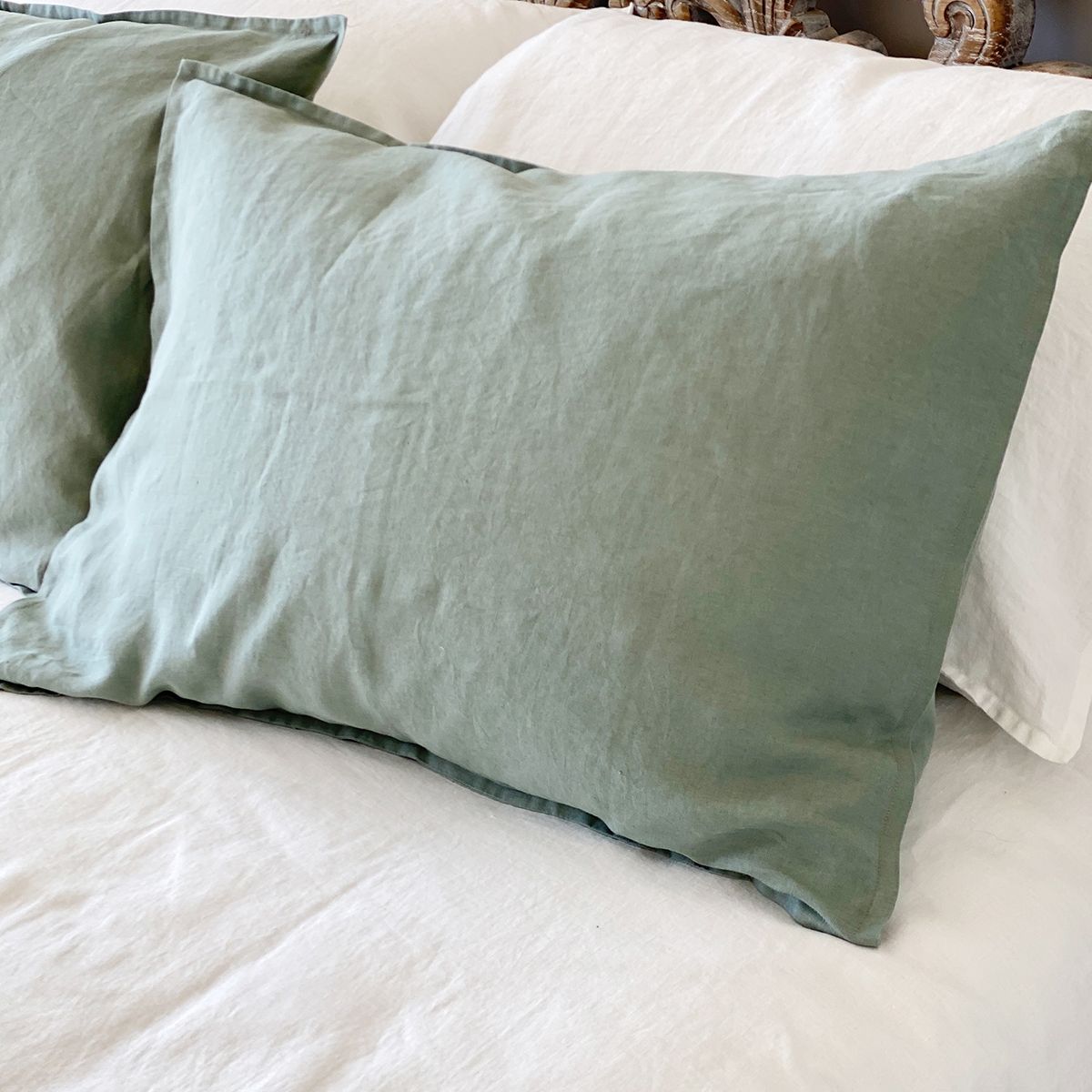 NATURALINO - Funda de Almohada Lino - 50x70 cms Aqua - Naturalino