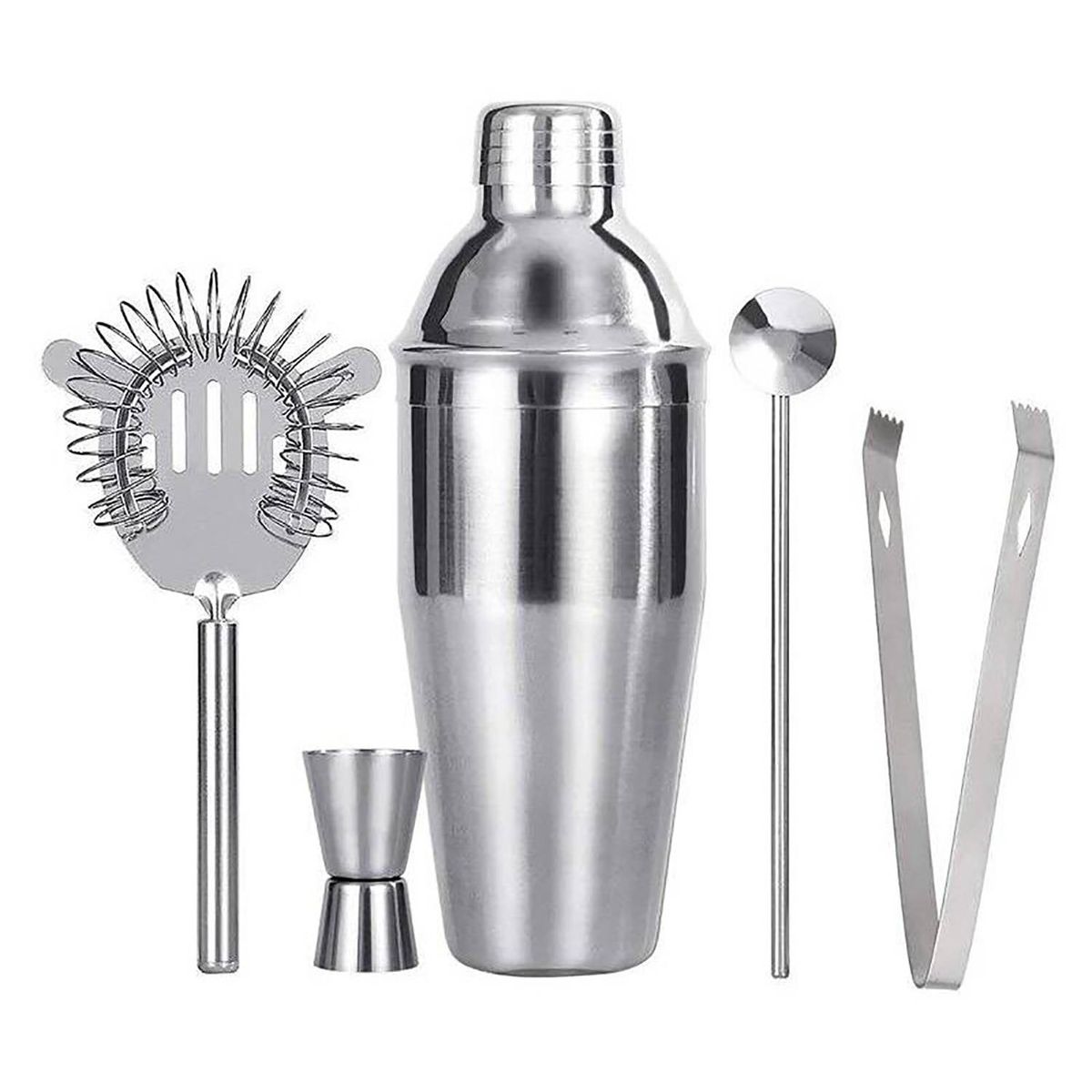 GENERICO - Set de coctelería para bartender acero inoxidable 5 piezas
