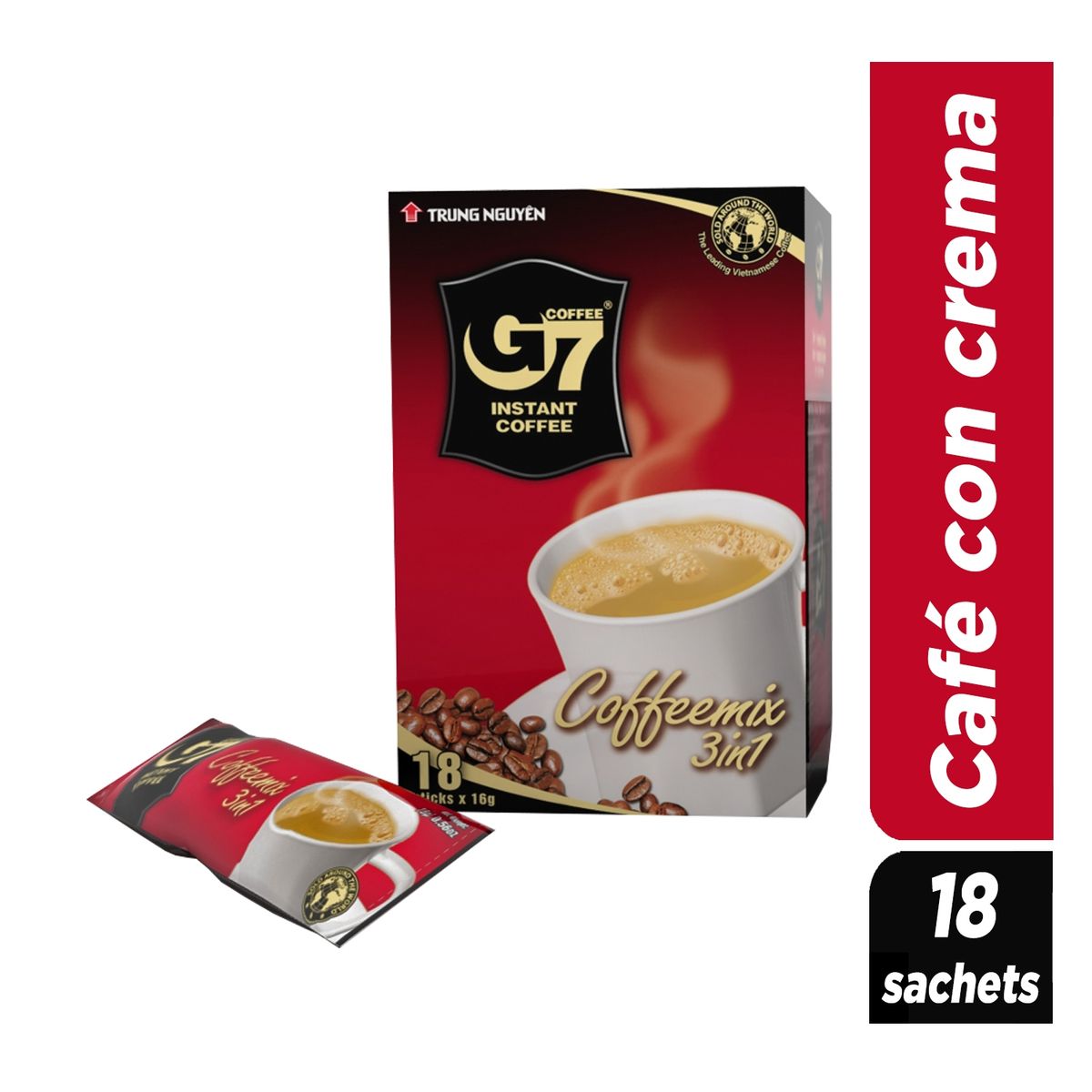 G7 COFFEE - Café Con Crema Sin Lactosa 18 Sobres G7 Coffee Trung Nguyen