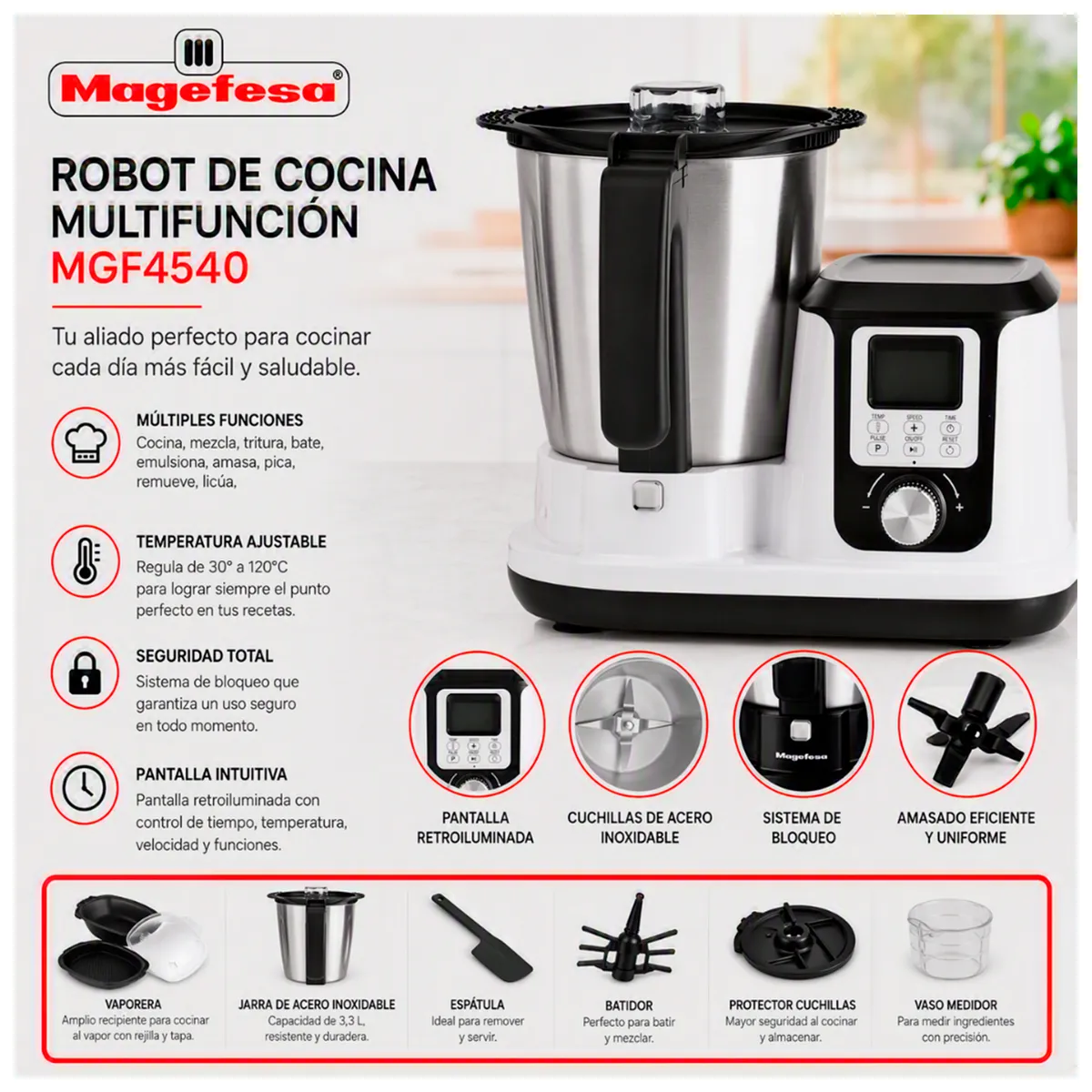 MAGEFESA - Robot De Cocina Magefesa Magchef White Mgf4540