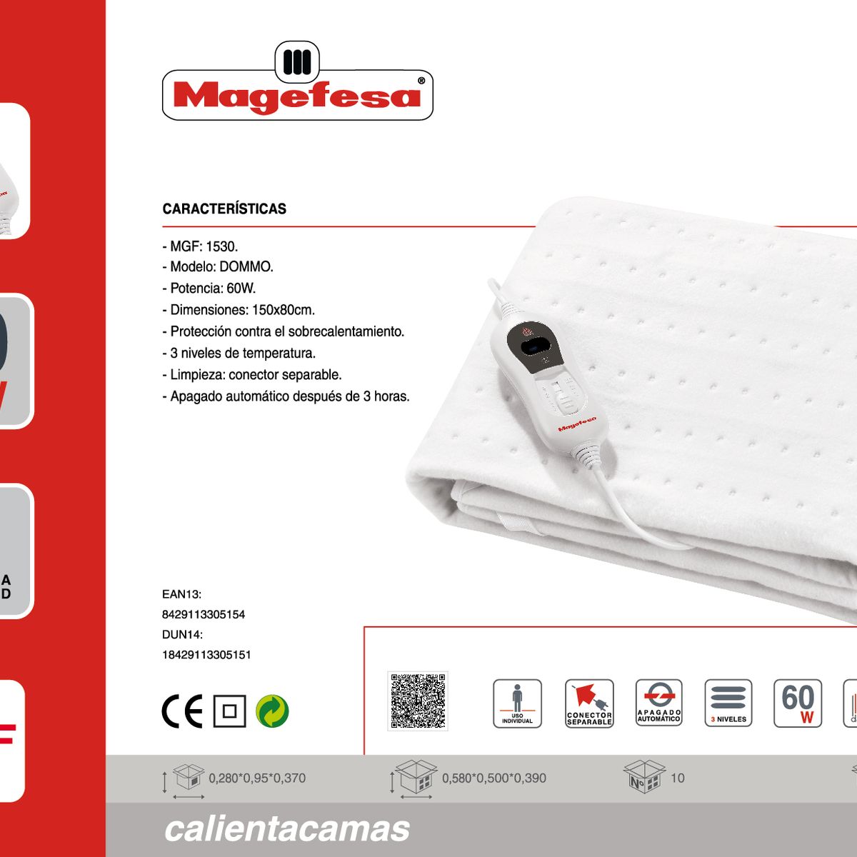 MAGEFESA - Calienta Camas Magefesa Dommo Mgf1530 1 Plaza