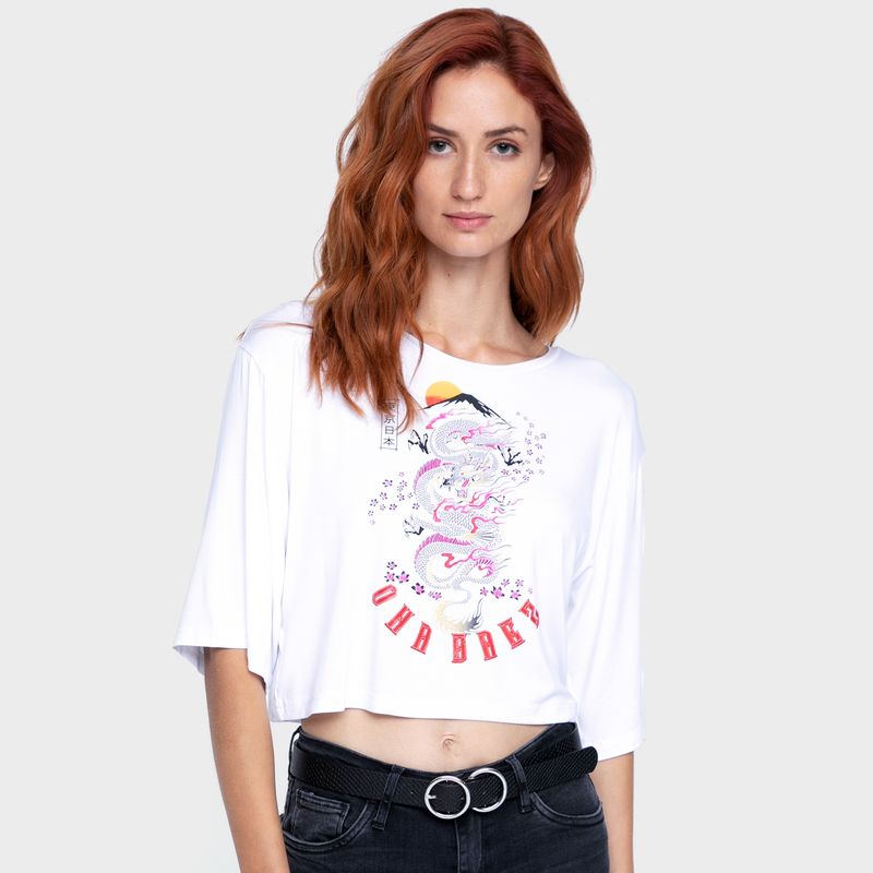 ONA SAEZ - Polera  Mujer Estampada Fire Dragon