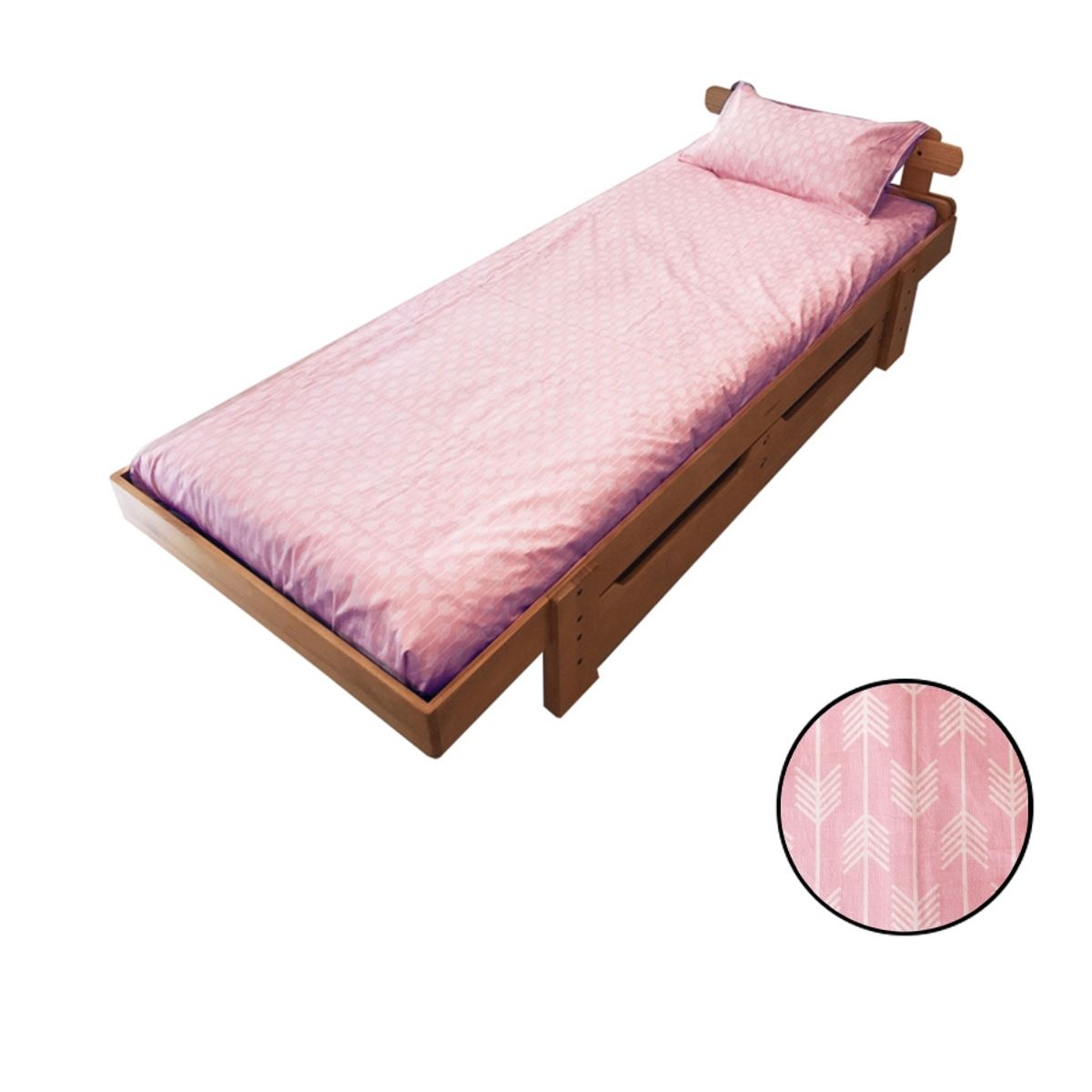 GROWME - Funda de plumón FLECHAS EN ROSADO 1 plaza (140x220) cama cubrecamas