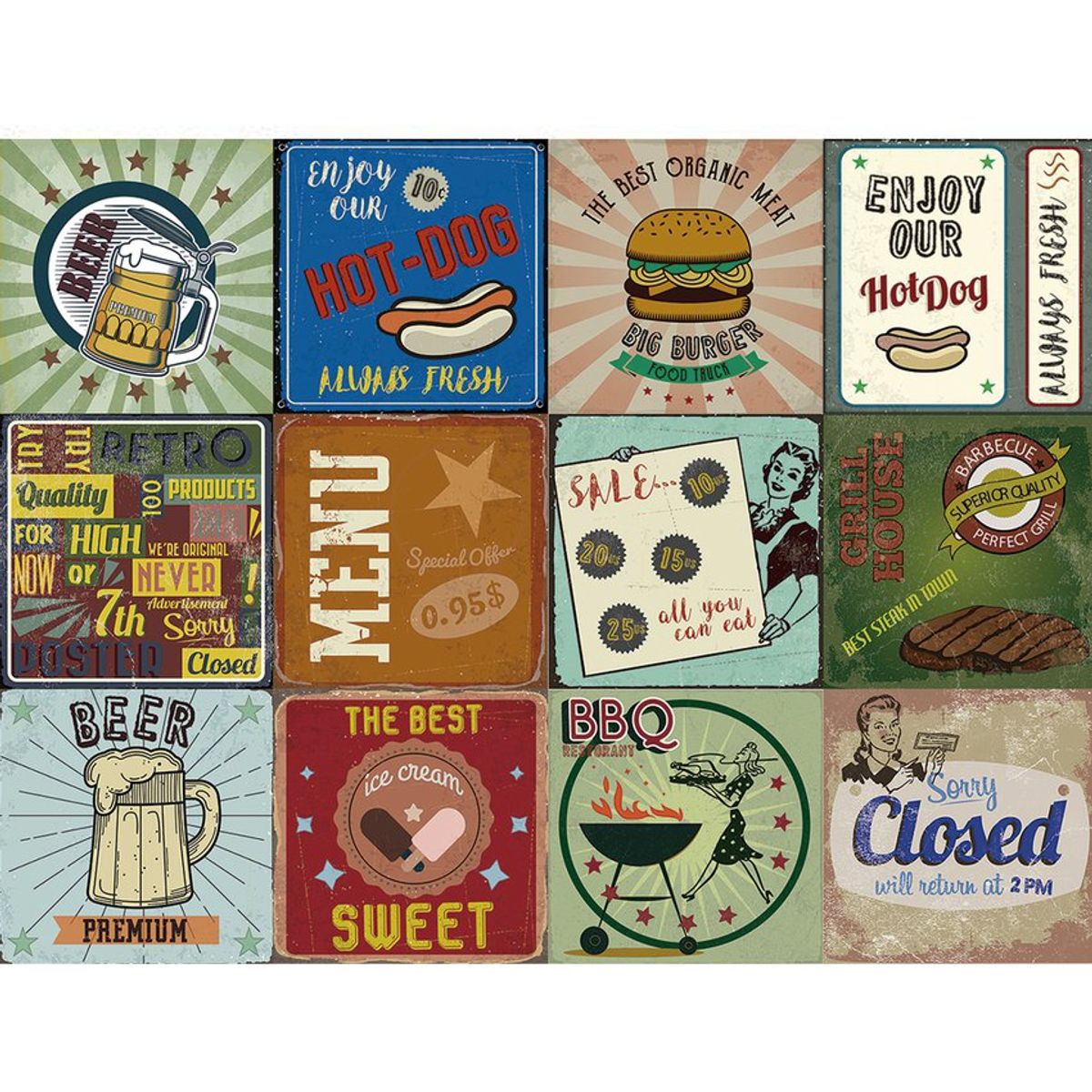 DEKOFIX - Azulejos autoadhesivos decorativos Vintage Food