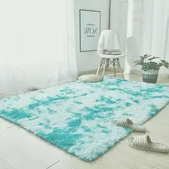 GENERICO - Alfombra peluda 1.8 x 2 M - Turquesa Jaspeado