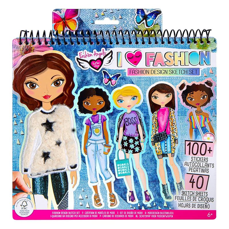 FASHION ANGELS - Cuaderno Libreta Dibujar Y Diseñar 100 Stiker Fashion Angels