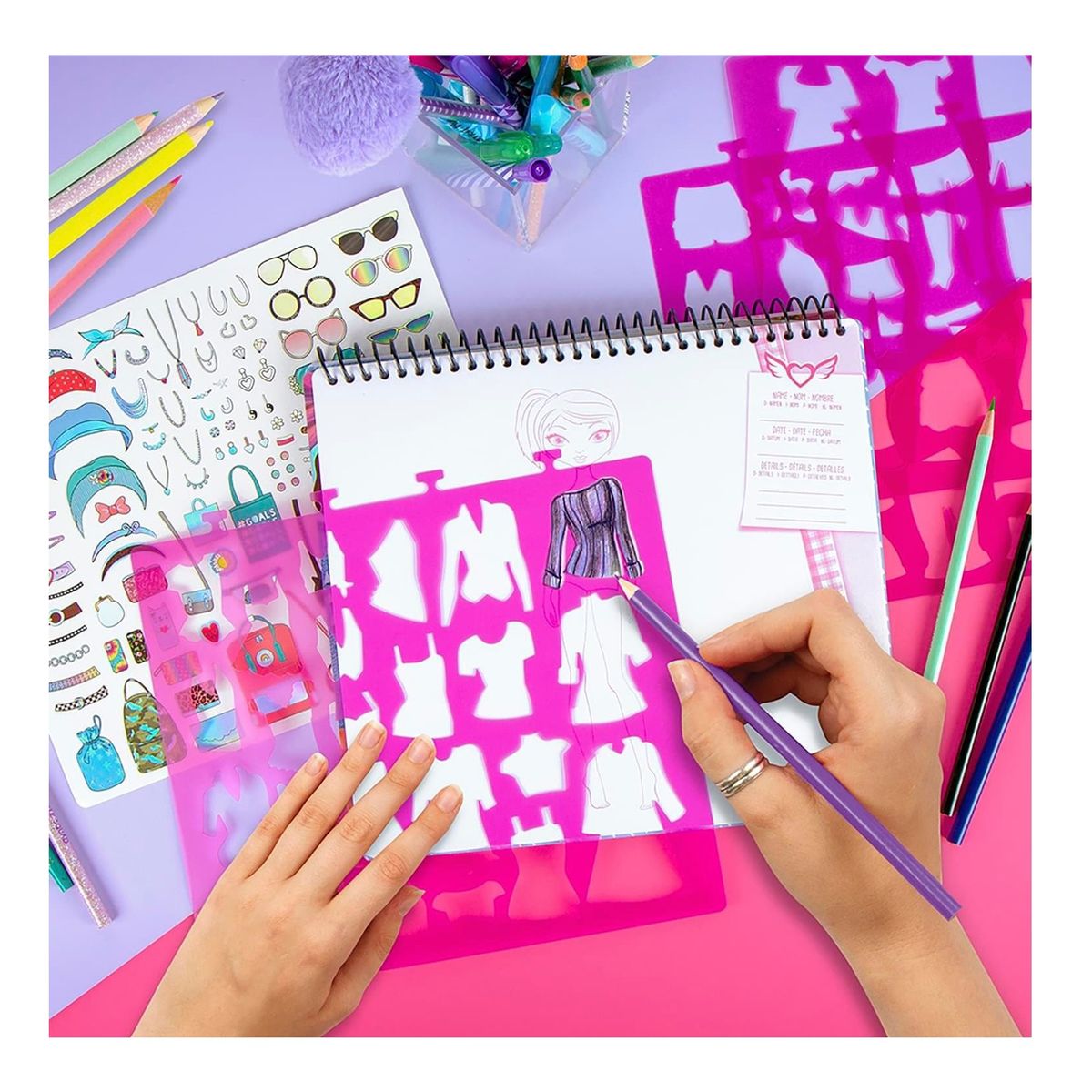 FASHION ANGELS - Cuaderno Libreta Dibujar Y Diseñar 100 Stiker Fashion Angels