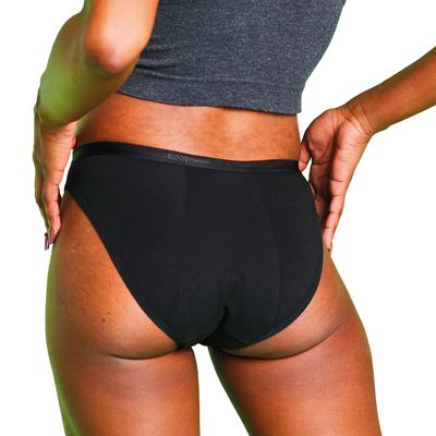 Imagen 2 del producto Calzón Menstrual Bloodygreen Bikini Flujo Intenso Negro Lavable
