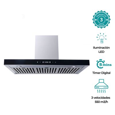 Imagen 2 del producto Campana Decorativa Digital Inox 90cm - 550 (m3/h)