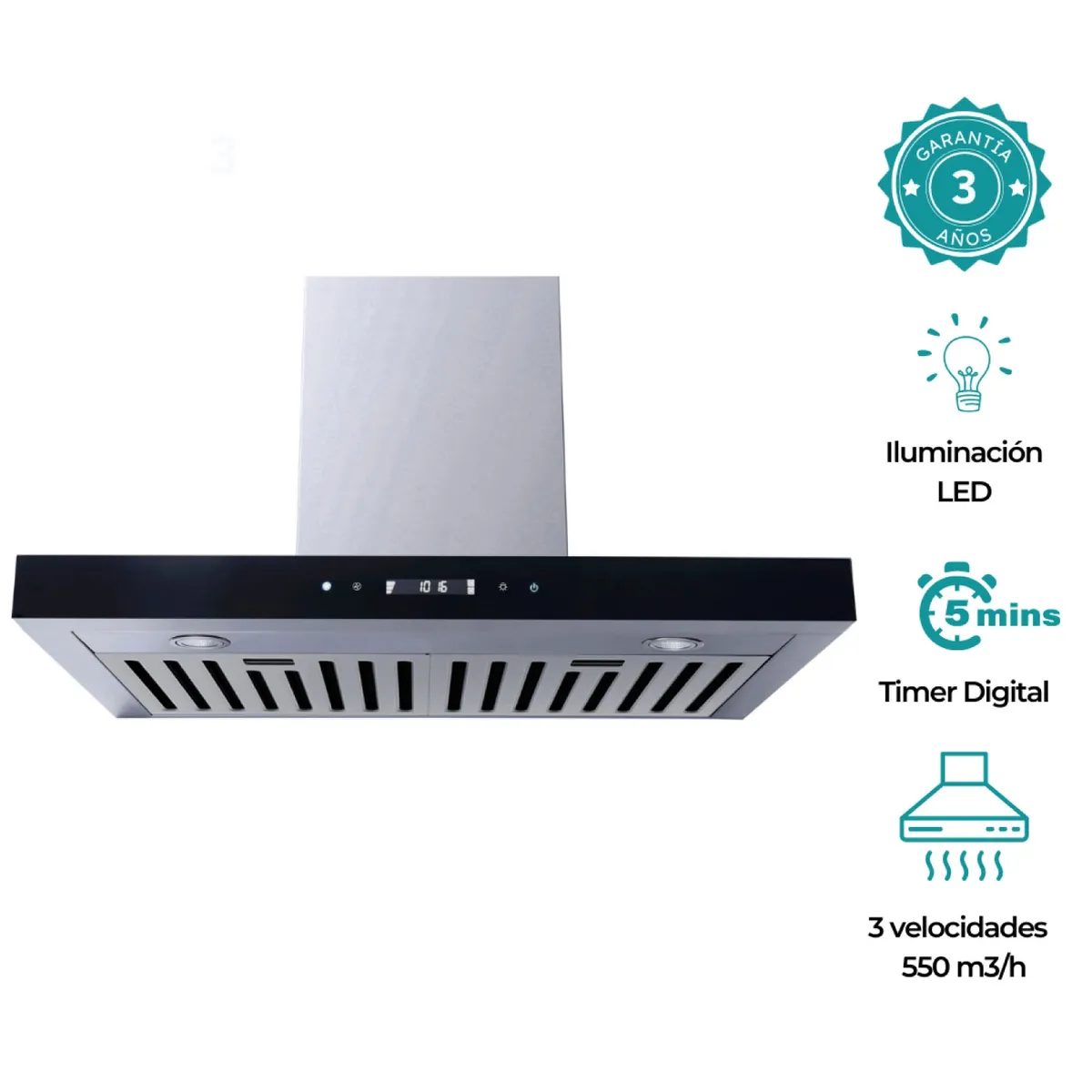 GRONER - Campana Decorativa Digital Inox 60cm