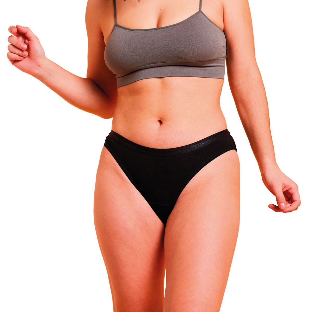 BLOODY GREEN - Calzón Menstrual Bloodygreen Bikini Flujo Moderado Negro.-