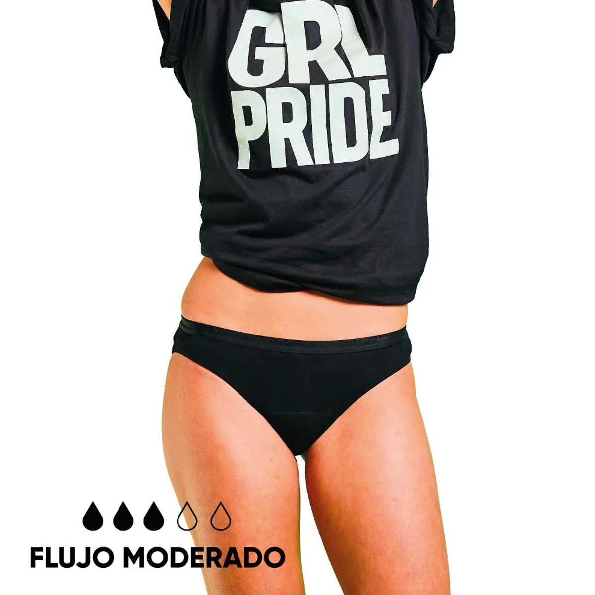 BLOODY GREEN - Calzón Menstrual Bloodygreen Bikini Flujo Moderado Negro.-