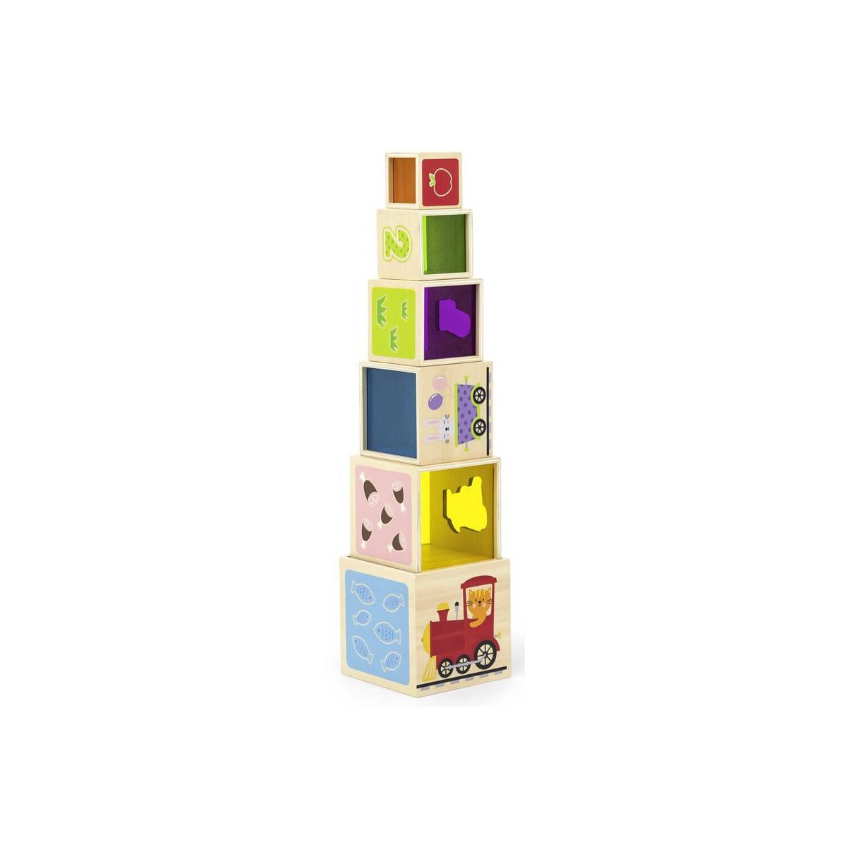 VIGA - Juguete Madera Apilable Encaje Ventanas y Numeros