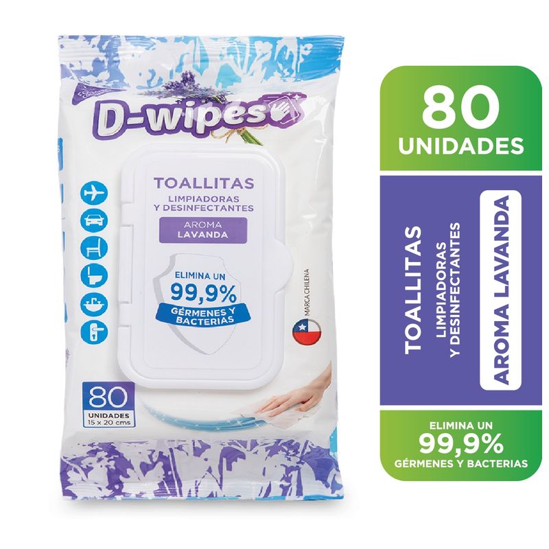 TEZA - 12 Toallitas Desinfectantes D-wipes Lavanda 80 unid