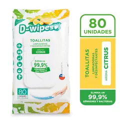 TEZA - 12 Toallitas Desinfectantes D-wipes Citrus 80 unid