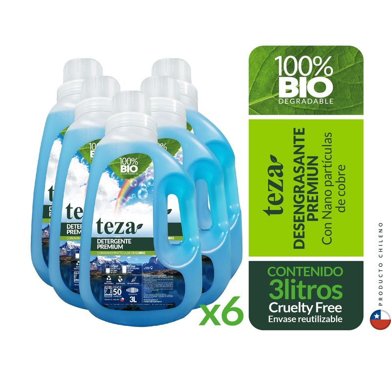 TEZA - 6 Detergente Teza Premium 100% Bio Cobre 3 Litros