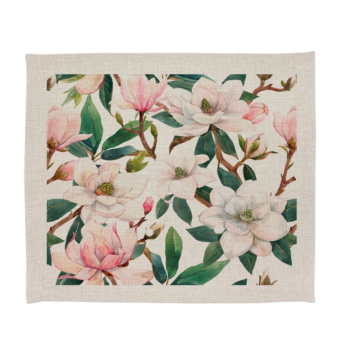 TUYO PRINT - Set Individuales Linet Natural - Magnolia.