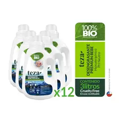 TEZA - 12 Detergentes Bebé con Suavizante 100% Bio 3 Litros