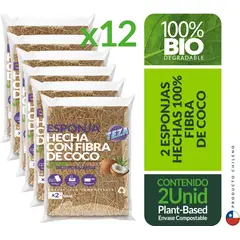 TEZA - 12 Esponja Fibra de Coco Biodegradable x2