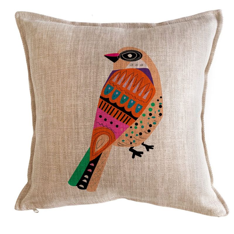 TUYO PRINT - Cojín Pájaros Colores Damasco  - 45X45
