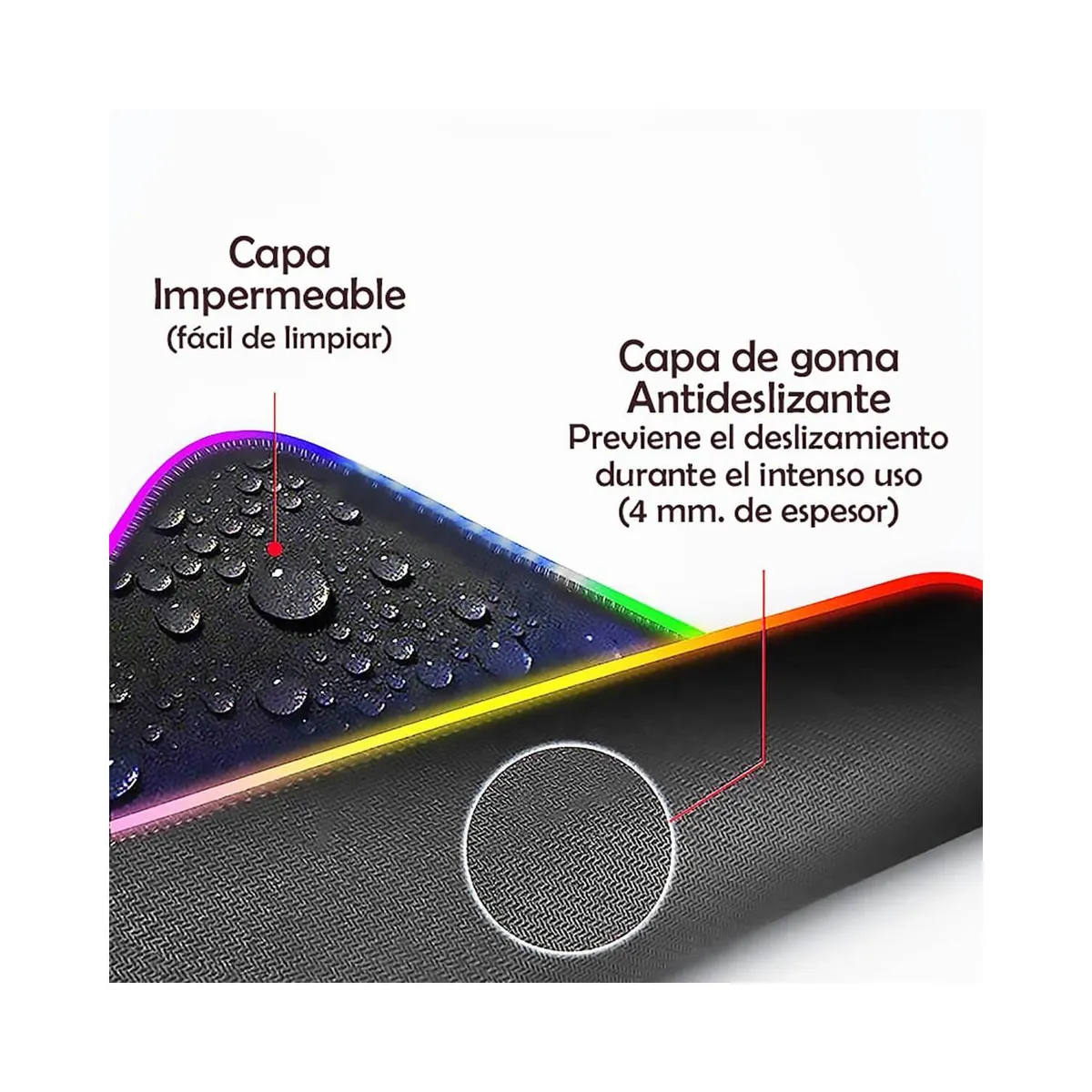 GENERICO - Pad mouse alfombra gamer 80x30 luz rgb