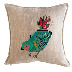 TUYO PRINT - Cojín Pájaros Colores Turquesa - 45X45